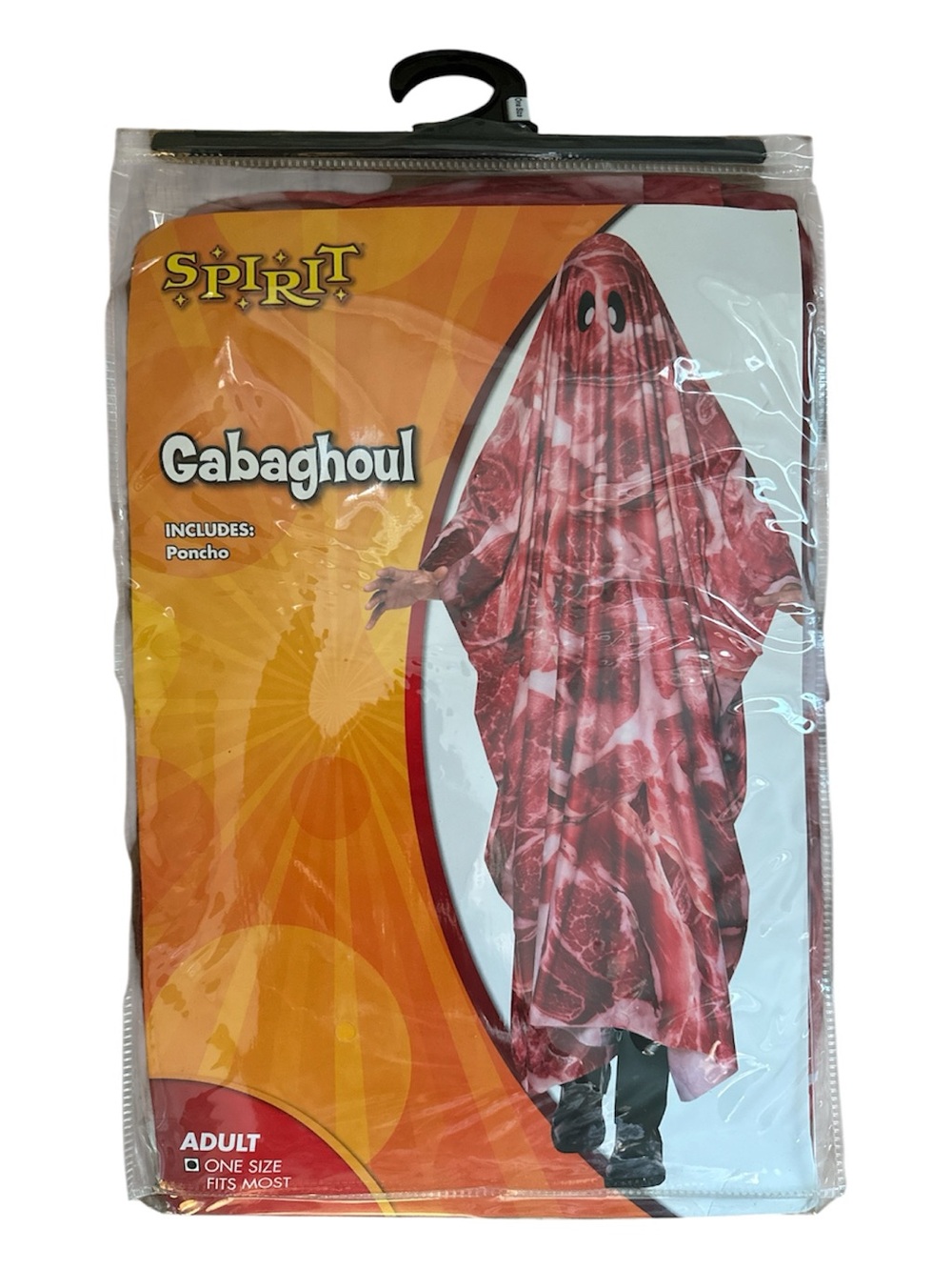 Spirit Gabaghoul Red and Pink Meat-Print Ghost Poncho Halloween Costume New NWT